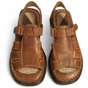 Born Brown Leather Fisherman Sandals Unisex EU 39 Brown Adjustable Strap Comfort